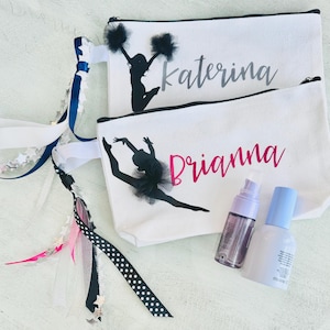Personalized dance / cheer cosmetic bag; cute dance gift; cute cheer gift; skincare bag; makeup bag; competition makeup bag