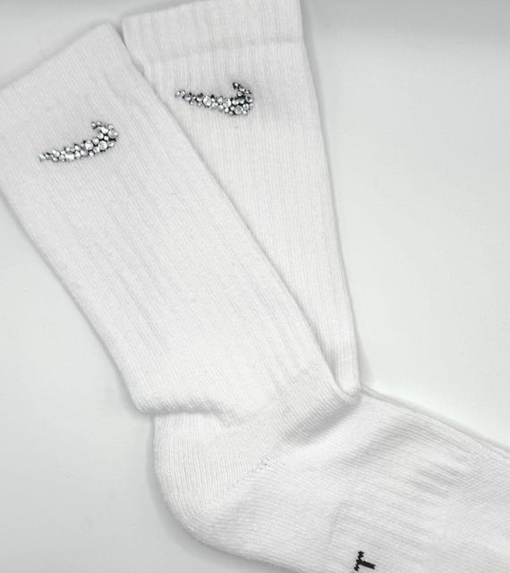 Nike Embellished Crew Socks; Bedazzled Athletic Socks; Embellished
