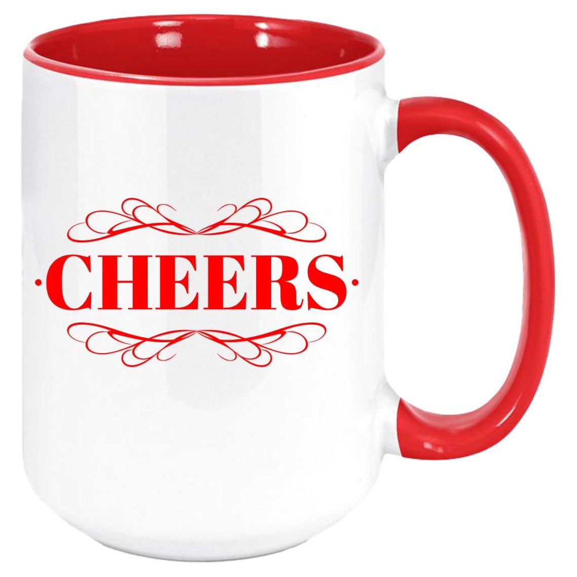 CHEERS Mug Coffee Mug White with Colored Inside and Handle Etsy