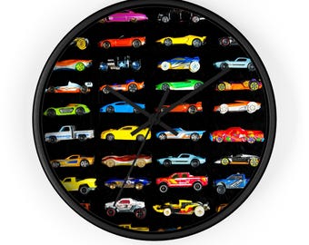Hot Wheels-wandklok autofotografie - Decoratie speelgoedliefhebber
