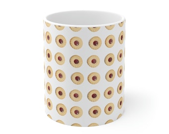 Jammy Dodger-mok - nieuwigheid koekjesontwerp, 11 oz keramiek