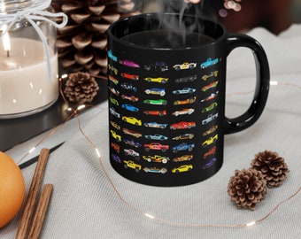 Hotwheels cars, all over black 11oz mug, original photography, great gift for any motoring or toys lover, or why not yourself