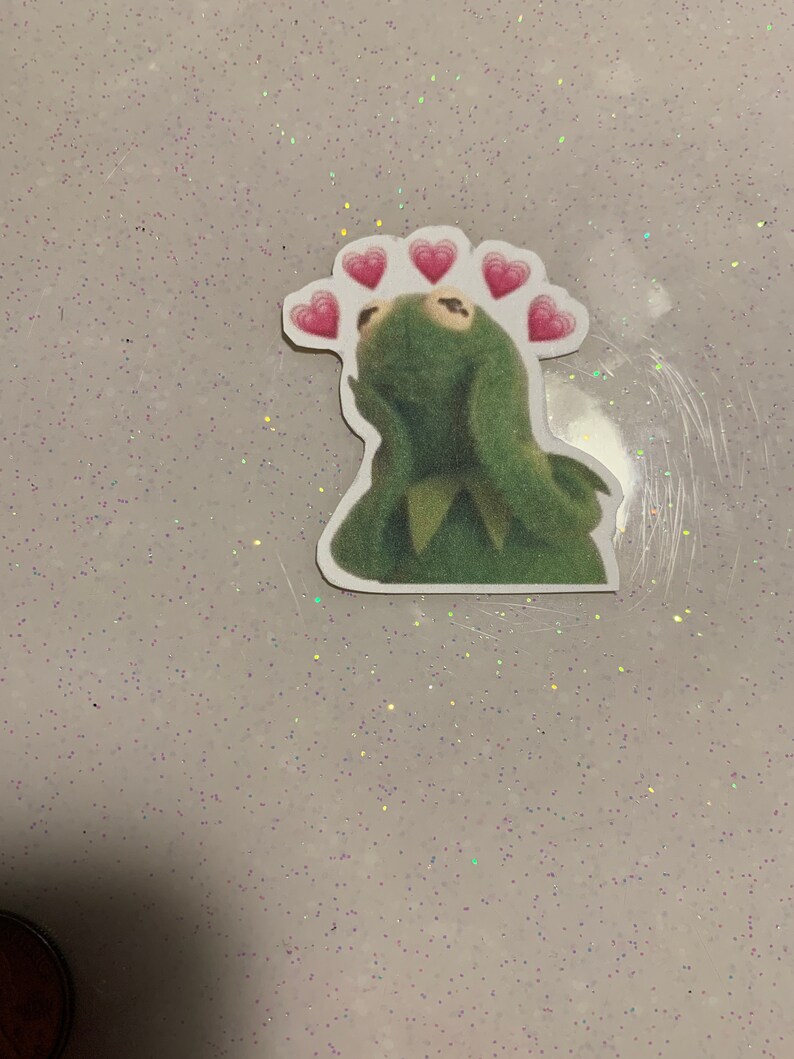 Kermit The Frog Hearts Reaction Meme Sticker | Etsy