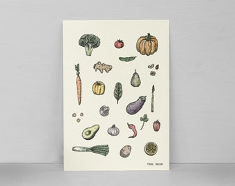 Veggies | Illustration | A4/A5 | Veggies Art Print | Veggies poster | Veggies card | Vegetables