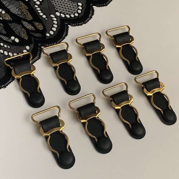 20mm (13/16 ") Gold / Schwarz-Metall-Hosenträger-Clips Strumpfbandclips für die Wäscheherstellung, die Strumpfbandgürtel herstellt