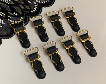 Clip per reggicalze in metallo oro/nero da 20 mm (13/16”) per reggicalze per la realizzazione di lingerie.