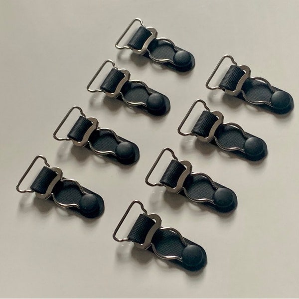 Pinces porte-jarretelles en métal argenté/noir, 20 mm (13/16 po.) pour la fabrication de lingerie, porte-jarretelles