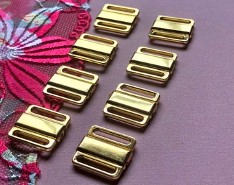 Chiusure frontali per reggiseno in metallo dorato da 12 mm (1/2”) per bikini e costumi da bagno, clip per reggiseni, chiusure frontali