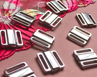 12mm (1/2”) Silver Metal Bikini Clasps Bra Front Closures for Bra Making and Swimwear Bramaking Clips Clickers Front Fasteners