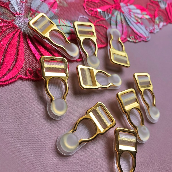 10mm (3/8”) Gold Metal Suspender Clips Garter Clips for Lingerie Making Bramaking Garter Belt