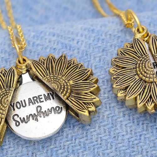 Sunflower Necklace You Are My Sunshine Custom Name Necklace Etsy