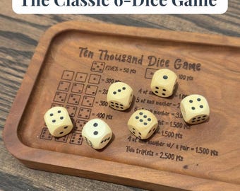 Wooden Dice Game with Tray: Personalized Family Game Night Gift