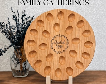 Personalized Deviled Egg Tray: Custom Engraved Wooden Serving Platter