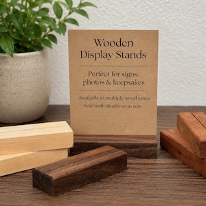 Set of 12 Wooden Display Stands for Signs | Wedding Table Number Holders | Photo Display | Small Business Sign Holder