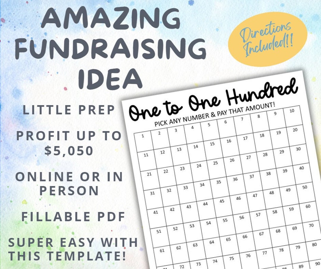 1 to 100 Fundraiser Fundraiser Idea Fundraiser Ideas for Nonprofits
