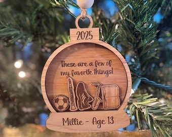 Personalized Christmas Ornament with Name: Wooden Kids Keepsake