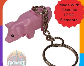 Pink Piggy Brick Keychain | Handmade Using Genuine Toy Brick Elements
