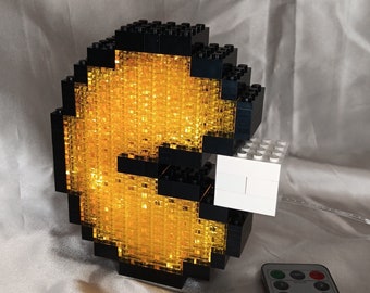 Retro 80's Video Game "Dot-Muncher" "Faux Stained-Glass" Night Light/ Accent Lamp | Made With Genuine LEGO Elements.