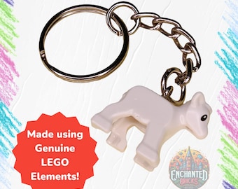 White Baby Lamb Brick Keychain | Handmade from Genuine Toy Brick Elements