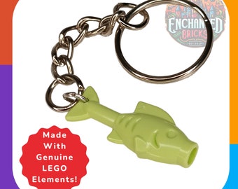 Lime Green Brick Fish Keychain | Made from Genuine Brick Elements