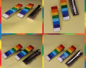 Rainbow Brick Hair Clip | Handmade Using Genuine Toy Brick Elements