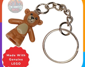Stuffed Teddy Bear Brick Keychain | Handmade from Genuine Toy Brick Elements