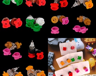Flower Holder Brick Stud Earrings | Choose Your Color | Handmade Using Genuine Toy Brick Elements