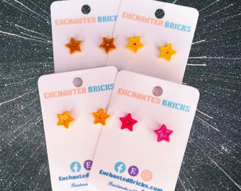 Star Brick Stud Earrings | Choose Your Color | Handmade Using Genuine Toy Brick Elements