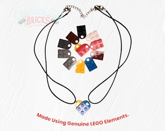 Brick Heart Friendship Pendant Necklace Set | Choose Your Colors | Handmade Using Genuine Toy Brick Elements