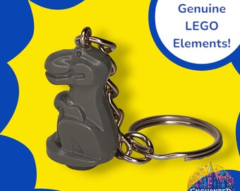 Gray Baby Dino Brick Keychain | Handmade from Genuine Toy Brick Elements