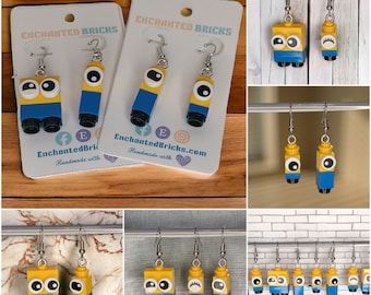 Evil Helper Brick Built Dangle Earrings Handmade With Genuine Brick Elements