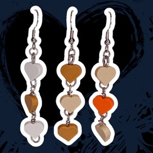 Triple Heart Brick Dangle Earrings Handmade With Genuine Toy Brick Elements