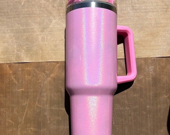 40oz Sublimation shimmer tumbler, top metal rim with removable handle