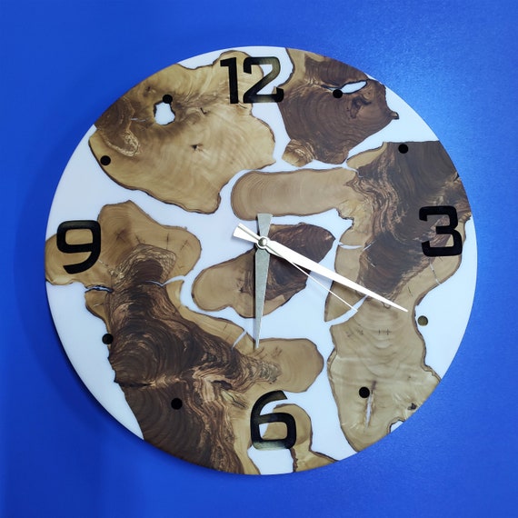 43 cm 17 inc Weißer Epoxy Olivenbaum Handgemachte Wanduhr | Etsy