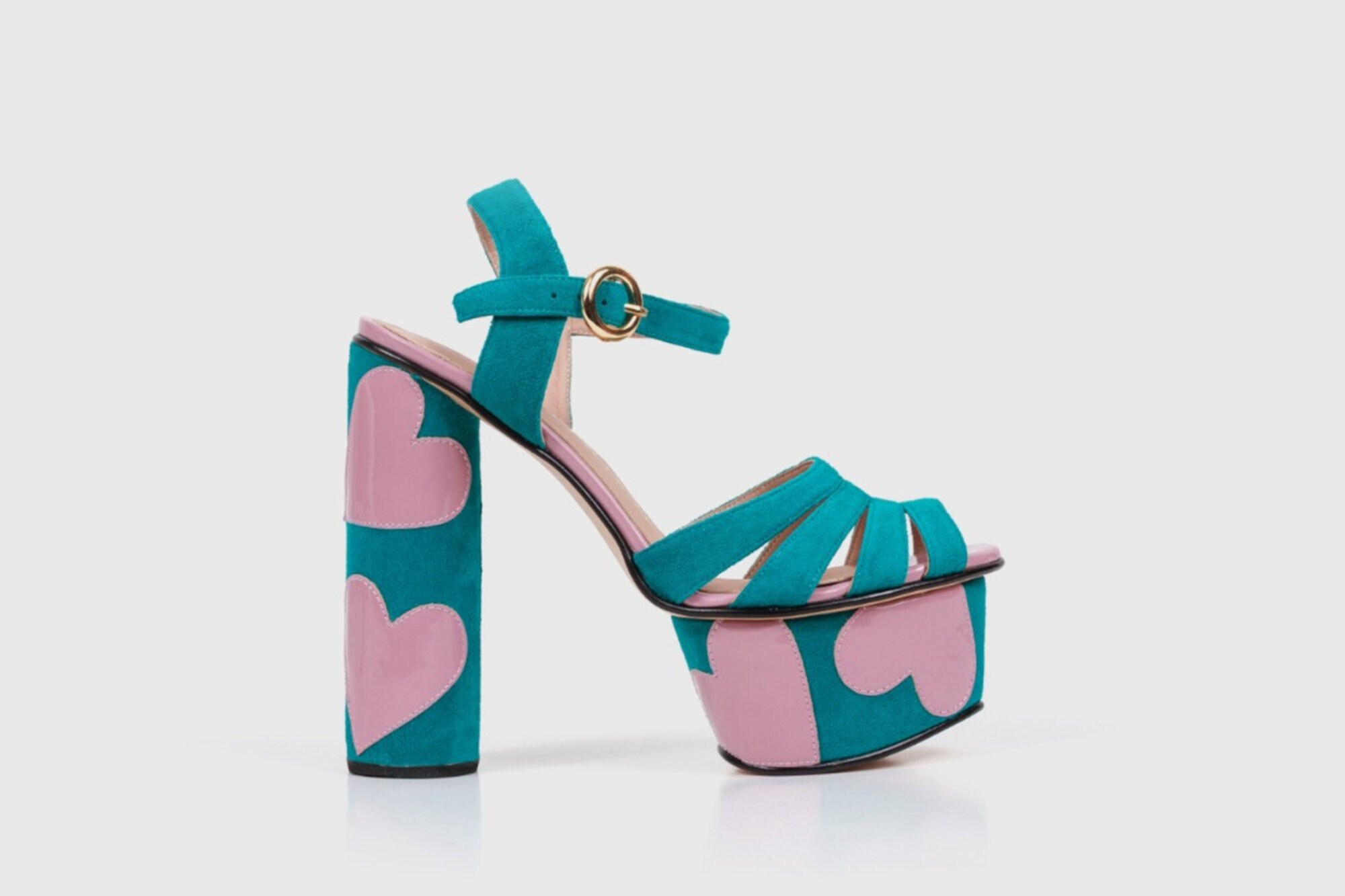 SAMPLE SALE Trinidad Retro Platform, Turquoise Peep Toe Shoes Women's