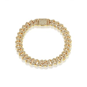 10mm Iced Out Cuban Bracelet | Pave Diamond Cuban Chain Necklace | Diamond Hip Hop Bling Necklace | Men&#39;s Cuban Link Necklace