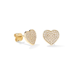 Bijou Romantique Diamond Earrings | Heart Earrings | Diamond Heart Stud Earrings | 14K Gold Earrings | Valentine’s Gift | Heart Jewelry