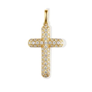 Diamond Cross Pendant | Diamond Bubbled Cross Pendant | Gold Cross Pendant | Cross Necklace | 14K Gold Pendant | Cross Charm | Cross Pendant