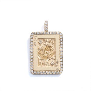 Small King of Diamonds Card Pendant | Poker Pendant | Pendant | Lucky Charm | Hip-Hop Jewelry | King Pendant | 14k Gold & Diamond Pendant