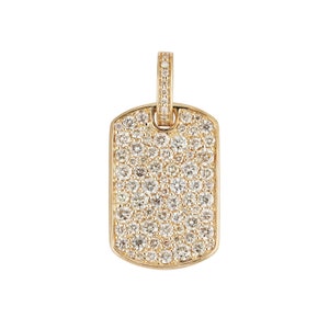 Mini Diamond Dog Tag Pendant | Pave Diamond Dog Tag | Soldier&#39;s Diamond Pendant | Diamond Military Gift | Gold Diamond Dog Tag Charm Pendant