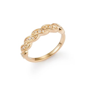 Oceanic Elegance Diamond Ring | Diamond Twist Ring | Twist Stacking Ring | Twisted Rope Ring with Petite Diamonds | Wave Diamond Ring