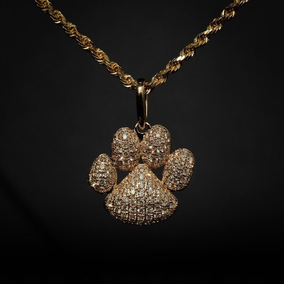 Sterling Silver Diamond Puppy Paw Pendant with Chain | Dunkin's Diamonds