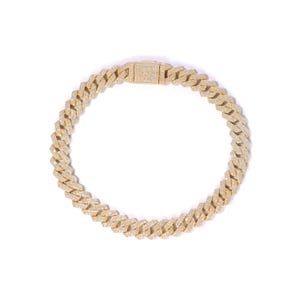 8mm Iced Out Miami Cuban Bracelet | Hip Hop Gold Cuban Chain Bracelet | Men&#39;s Cuban Link Bracelet | Pave Diamond Cuban link Bracelet