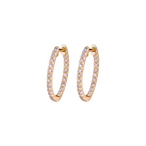 In and Out Diamond Earrings | Diamond Huggie Earrings | Diamond Huggies | Cute Small Huggies | 14K Earrings | Gold Huggies Earrings