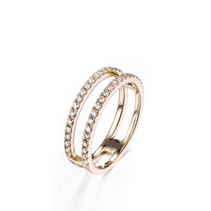 Twin Diamond Band | Diamond Ring | Wedding Ring | Minimalist Ring | Eternity Ring | 14K Gold Ring | Unique Diamond Ring | Diamond Stackable