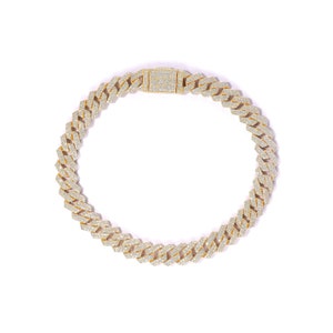 8mm Iced Out Miami Cuban Bracelet | Hip Hop Gold Cuban Chain Bracelet | Men&#39;s Cuban Link Bracelet | Pave Diamond Cuban link Bracelet