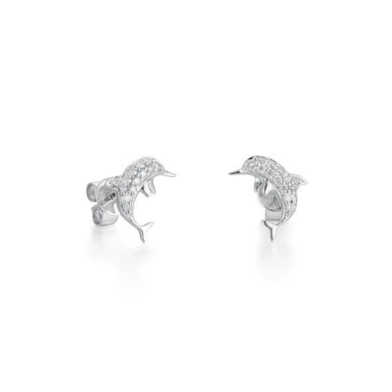 Dolphin diamond earrings best sale