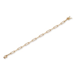 Alternating Diamond Paper-Clip Bracelet | Paperclip Bracelet in 14k Gold | Women&#39;s Diamond link Bracelet | Paperclip Chain Bracelet