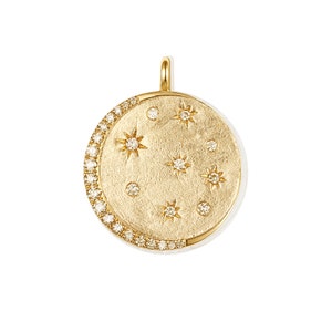 Starry Skies Diamond Pendant | Crescent Star Charm | Diamond Pave Moon Charm | Gold Moon Pendant | 14k Gold Pendant | Celestial Jewelry