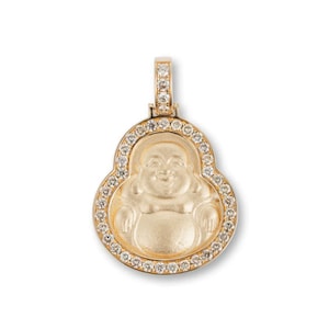 Golden Buddha Diamond Pendant | Diamond Buddha Pendant | 14K Gold Laughing Buddha | Laughing Buddha Charm | Buddha Charm | Buddha Pendant